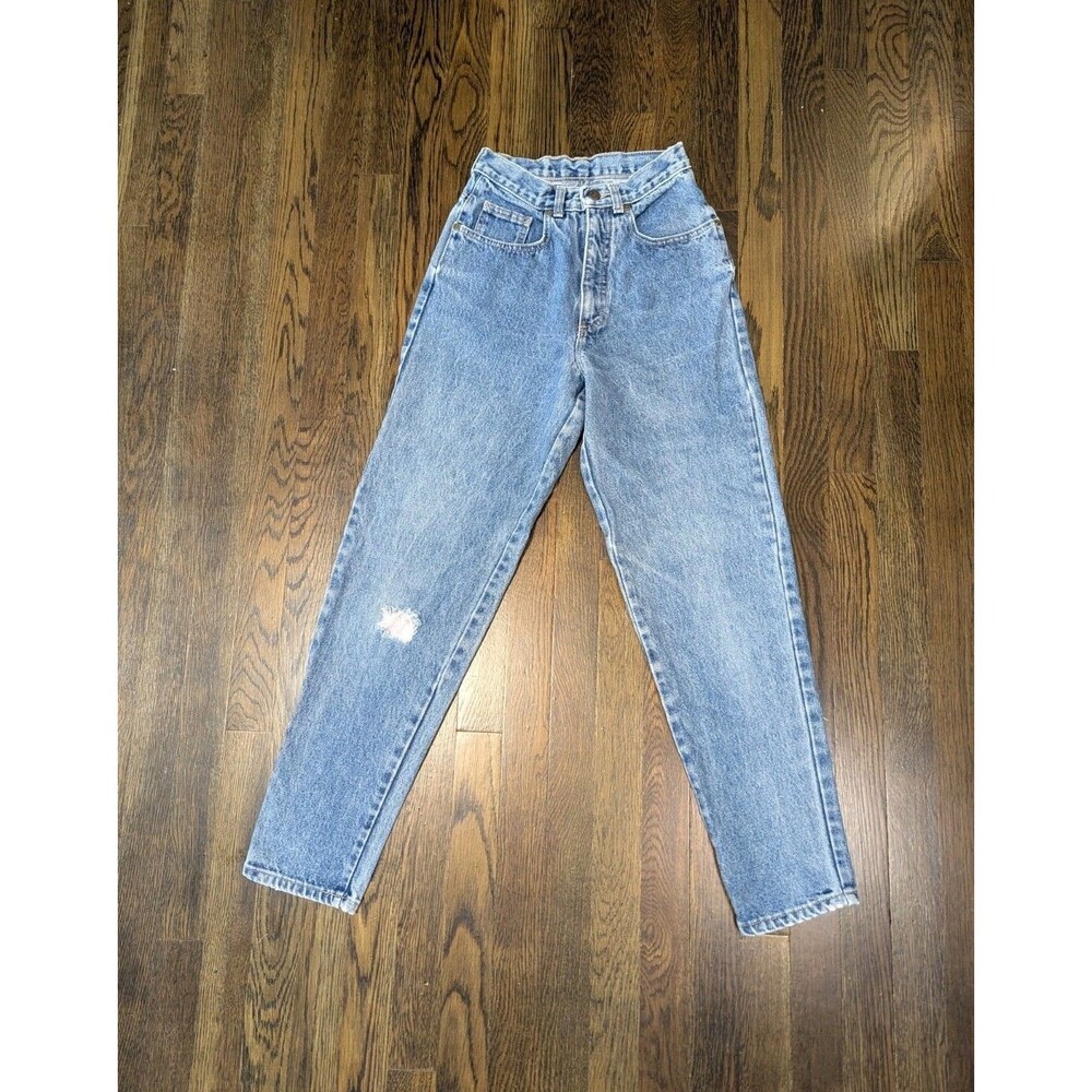 Vtg Zena Jeans Womens 3 Blue High Rise Light Acid Wash 80's Tapered Made USA EUC